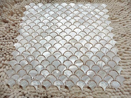 Fish Scale Pure White Shell Mosaic Tile Fan Mother of Pearl Wall Kitchen backsplash Background Wall Mosaic Tiles