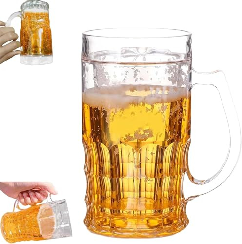Boccale da birra finto da 400 ml, a doppio strato, divertente, realistico, con manico ed effetto schiuma, regalo per bar, feste e decorazioni per la casa