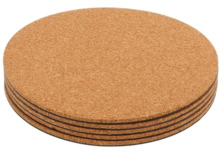Veemoon Set 5 Sottopiatti per Vaso di Fiori in Sughero 200mm Spessore 4,3mm, Vassoio per Piante da Giardino, Resistente, Multiuso per Interni ed Esterni