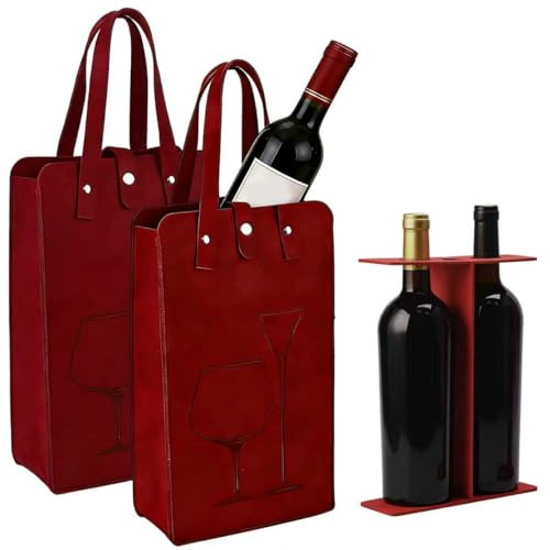 2 Pcs Felt Bottle Gifts Bag, Double Compartment Carry Handle Wine Gift Bag