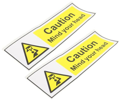 HEALEEP Segnaletica di Sicurezza Autoadesiva 20x6,6 Cm 2 Pezzi Adesivo per Cartello Soffitto Basso Avvertimento per Casa Ufficio Fabbrica