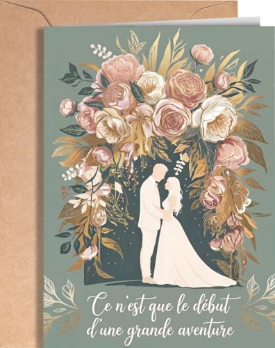 Greeting Cards for Everyone Carte de Mariage Félicitation avec enveloppe - Heureux Mariage - Carte Voeux Mariage Originale - Cadeau Pour Couple, Les Maries - EU 330
