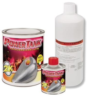 Power Tank - Do-it-yourself-Behandlung repariert, regeneriert und schützt Tanks - KIT Medium 700 Gramm - Für Tanks von Autos, Motorrädern, Motorrollern, Oldtimern, Motorradreinigung, Rostschutzmittel