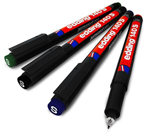 Edding 140S Permanent-Stift, superfeine 0,3 mm Spitze, sortiert, 4 Stück