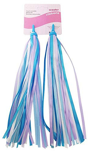 AISHEMI Bike Handlebar Streamers Bicycle Scooter Trike Colorful Long 11 Length Satin Ribbon Streamer - Easy Attachment to Cycle's Handlebars (blue+purple)