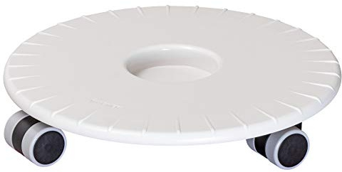 WAGNER Support à roulettes pour Pot de Fleur Flat Ø 30 x 6 cm I pour intérieur + extérieur I Roule Pot Plat en Plastique ABS pour Pot de Fleur, Hydrofuge, Blanc I Capacité de Charge 80 kg - 20044701