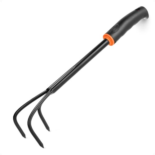 BFG Râteau de Jardin, Griffe de Jardin, Fourche à Sol à 3 Dents, Outil à Main en Acier Carbone, 32cm de Long, Idéal pour l'Entretien de la Pelouse et du Jardin