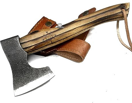 Maru Knives Accetta Forgiata in Acciaio di Balestra - Manico in Legno di Frassino C70 - Ascia Spaccalegna Professionale per Collezione Bushcraft e Campeggio