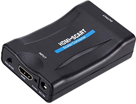 SZJUNXIAO HDMI Auf Scart Konverter Adapter - Eingang HDMI, Ausgang SCART - Composite Video HD Stereo Audio Adapter Für Sky HD Blu-ray DVD HDTV TV PS3 - Unterstützt PAL/NTSC-Formate