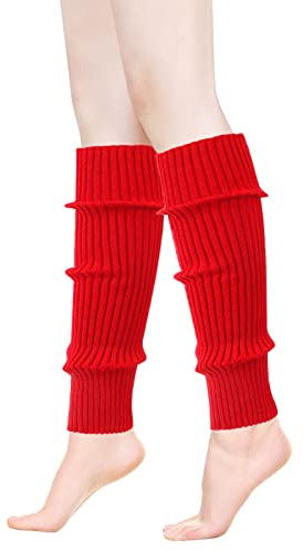ONUPGO Scaldamuscoli per donne anni '80 accessori per feste anni '80 Neon maglia scaldamuscoli a coste ragazze Junior invernali calzini, Rosso accesso, Taglia unica