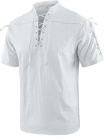 YAOBAOLE Chemise Lin Homme Manche Courte Slim Fit Chemises Casual Homme Casual Plage Chemise Traditionnelle Unicolore Blanc L