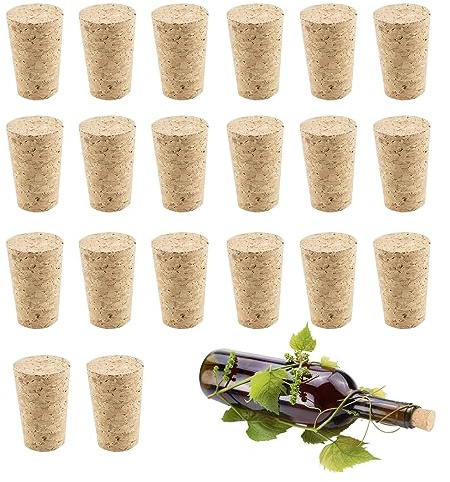 20pcs Wine Corks,Wooden Tapered Cone Bottle Stopper,Wood Cork Plugs Natural Soft Wood Replacement Corks for Wine, Beer, Liquor Bottles and Crafts(25x35mm)