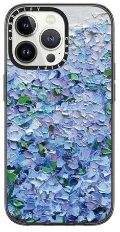 CASETiFY Compact iPhone 13 Pro Case [2X Military Grade Drop Tested / 4ft Drop Protection] - Nantucket Blue Hydrangeas - Clear Black