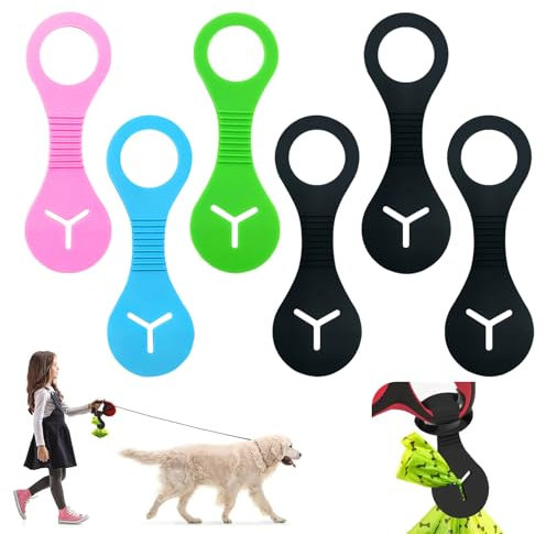 KASESSS 6 Pcs Dog Waste Carrier, Hands Free Silicone Dog Poo Bag Holder for Leash Walking Accessory