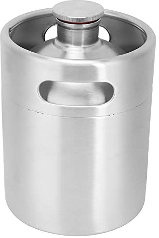 Natudeco Mini Beer Keg Keg Growler with Spiral Lid Homebrew Beer Barrel Stainless Steel Beer Dispenser Brewing Accessory for Homebrew Draft Beer 2L