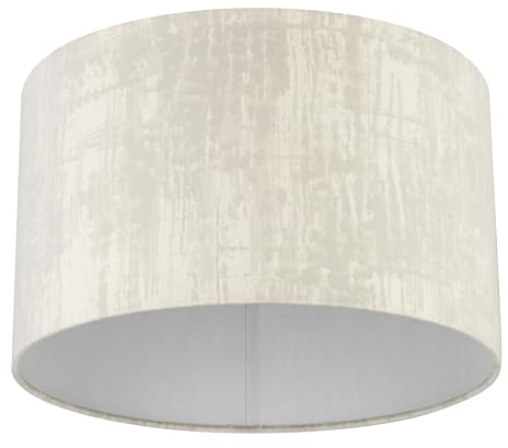 REV Pantalla redonda de aspecto vintage de algodón de alta calidad, diámetro 42 cm, pantalla de repuesto para lámpara colgante y lámpara de pie, casquillo E27, color blanco ártico