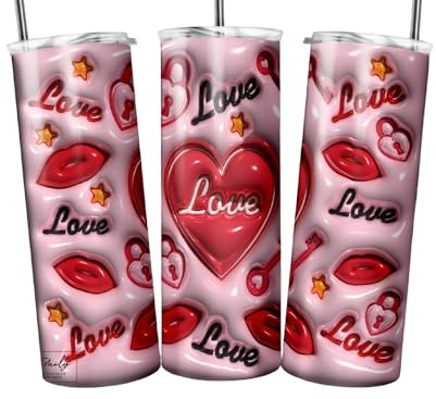 Valentine Lips Tumbler Sublimation Wrap - Ready to Press Sublimation Transfer - 20 oz Straight, Valentine's Day Transfer, Valentine Wrap