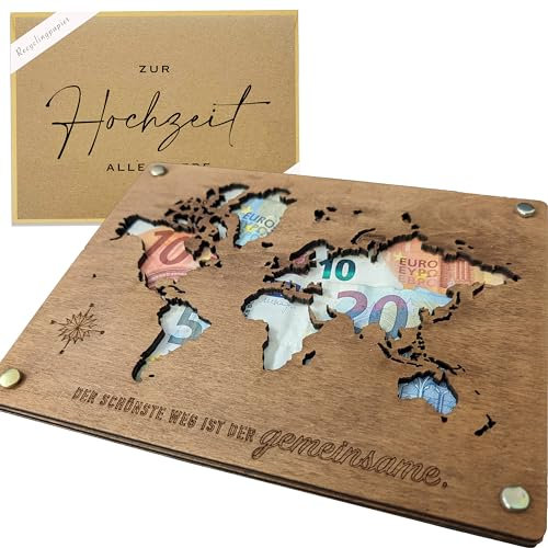 Woodland Mail Geldgeschenk Hochzeit Hochzeitsgeschenke für Brautpaar Geldgeschenke Verpackung mit Hochzeitskarte (Weltkarte)