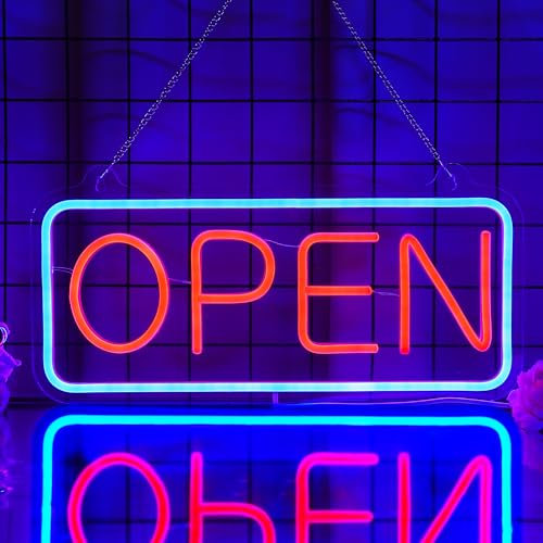 CoolGift Mart Open Neon-Schild - Dimmbare LED-Licht für Business Store Wanddekoration, USB betrieben, ästhetische Dekoration für Coffee Shop Dessert Store Bar Pub Party Eröffnung Geschenk