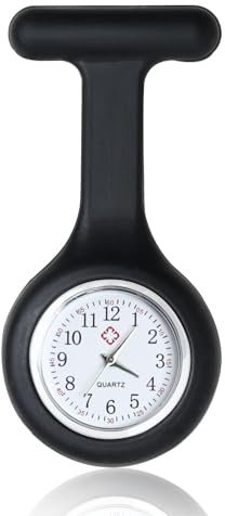 GBULTR Krankenschwester Uhr, Schwesternuhr mit Clip,Präzise Taschenuhren,Analog Quarzwerk Uhren Pflegeruhr Ansteckuhr aus Silikon,Schwesternuhren für Herren Damen Ärzte Zubehör und Pfleger, Schwarz