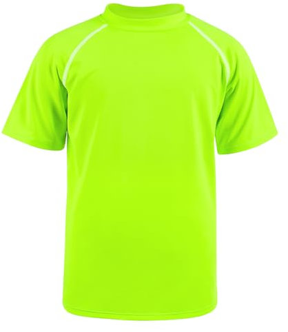 BSBUY Kinder UPF50+ Schutz Rashguard Jungen Blauer Schwimmshirt mit Stehkragen UV Shirt Unisex Beach Badeshirt Wassersport Schnelltrocknend Atmungsaktiv Schwimmanzug Surfen (Fluoreszierendes Grün,130)