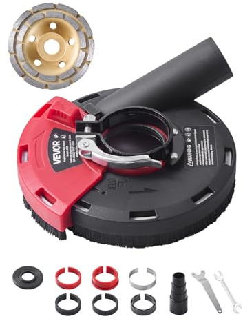 VEVOR Capot de Protection pour Meuleuse d'Angle 100-125 mm Capot Anti-poussière pour Meuleuse Angulaire, avec 6 Rondelles de Serrage, Meule 125 mm, Protection pour Meulage de Surfaces en Bois, Béton