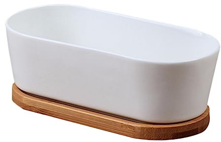 TOYANDONA 2 Pezzi Vasi Ceramici per Piante con Sottovaso Vasi Bonsai Rettangolari per Ed Esterni per Decorare Casa