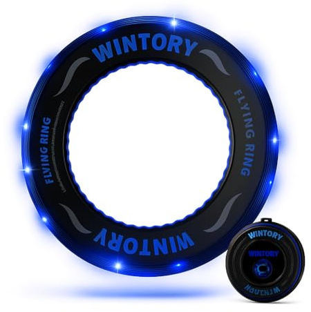 LED Flying Ring Toy for Kids – 14 Ultra-Bright Blue LEDs, Soft & Safe, Lightweight Frisbee for Boys & Girls, Waterproof Outdoor Toy for Beach, Pool & Night Games (Blue)