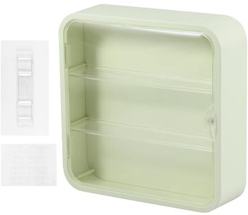 KEGAJEGA Vitrina para figuras de 3 niveles, 30 x 30 x 8 cm, vitrina de pared colgante con puerta magnética, vitrina de coleccionista, vitrina para miniaturas, micromodelos, figuras de acción (verde)