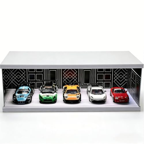 NUEIOVRW Modèle de garage diorama 1:43, éclairage tricolore modèle de stationnement, vitrine de scène de voiture multi-combinaisons, présentoir de voiture moulé sous pression, modèle de garage (1:43 B