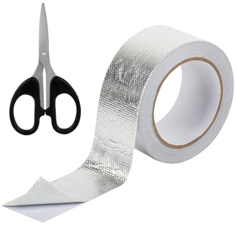 LeLiangLiang Nastro Adesivo in Alluminio, Nastro Alluminio Alte Temperature, 50 mm x 20 mNastro Termoresistente Rinforzato con fibra di vetro per isolamento di tubi flessibili, uso automobilistico