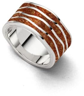 DUR Unisex Ring Strandwellen aus 925 Sterling Silber mit Bernstein, Größe: 58 (18.5), R5240.58