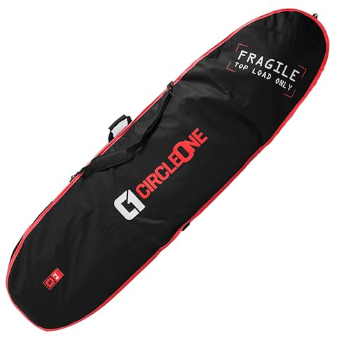 Circle One Surfboard Travel Bag – Double Board Padded Carry Bag, Fits Up to 2 Surfboards, Red, 6ft