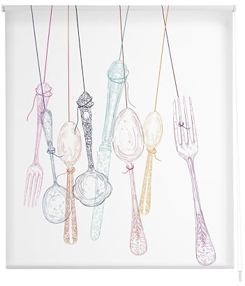 Estoralis Cocina| Estor Enrollable Diseño Moderno|Sin Taladrar Translúcido Estampado | Modelo C-1180 | 100 x 150 cm (Ancho/Alto) Tamaño Tela 97 x 150 cm | Estores para Ventanas y Puertas