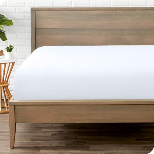 Bare Home Fitted Bottom Sheet Double Size - Premium 1800 Ultra-Soft Microfibre Sheet - Wrinkle Free - Deep Pocket - 38 CM/15 IN Deep - Double Fitted Sheet (Double, White)