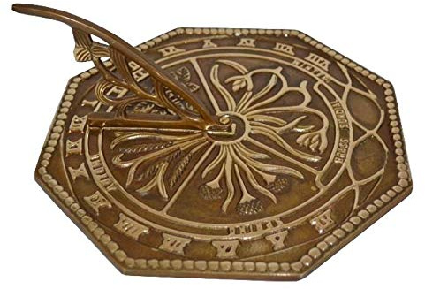 Antique Brass 'Flower' Hexagonal Sundial - 225mm