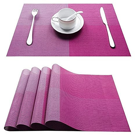 Manteles individuales para mesa de comedor Conjunto de 4 CLORURO DE POLIVINILO Placemats lavables for mesa de mesa MAT MATETEMAT Set en Accesorios de cocina Copa de vino Coaster Decoración de Mesa
