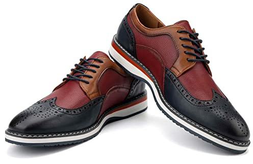 JITAI Men's Oxford Dress Shoes Lightweight Fashion Shoes with Wingtip Brogue & Lace-up Design, Color/01, 12 US
