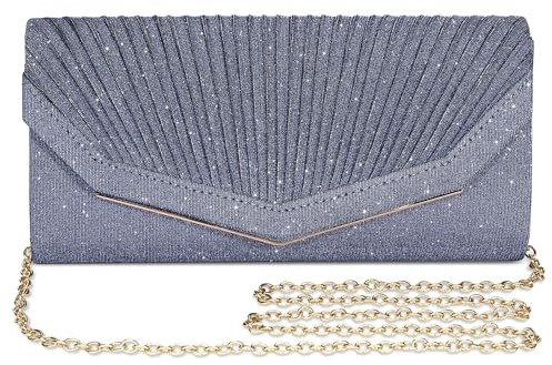 BAICLES Abendtasche Damen Clutch Brauttasche Elegant Glitzer Handtasche Klein Umhängetasche Frauen Kettentasche Schultertasche für Hochzeit Party Prom Freizeit, Navy Blau