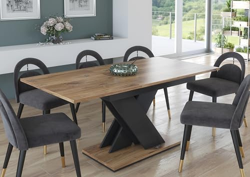 Furneo Tavolo 03 – Modern Extendable Dining Table Only, 120–160 cm, Oak Effect Finish