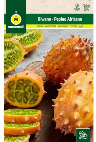 Mascarell Semillas, EXOTICAS, Semillas Huerto, KIWANO - PEPINO AFRICANO, Crea tu Propio Huerto Urbano y Cultivo en Casa, Plantas Hortícolas, 0,3 Gramos