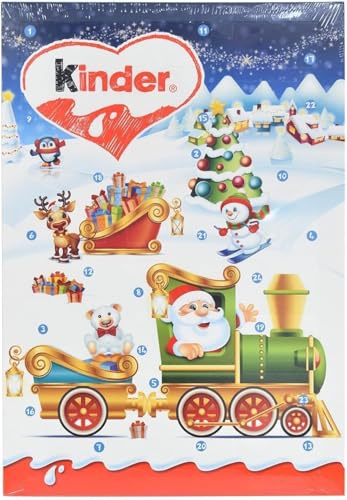 SKYTE® Christmas Chocolate Kinder Train Advent Calendar 2024, Christmas Countdown with 24 Mini Xmas Chocolates, Stocking Fillers & Secret Santa Gifts for Kids & Adults (144g)