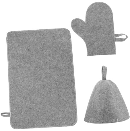 COLLBATH Cappello Da Sauna in Feltro Spesso E Guanti Per Donna E Uomo Set Di Accessori Per Sauna Riutilizzabile Portata Per Viaggi E Attività All'aperto