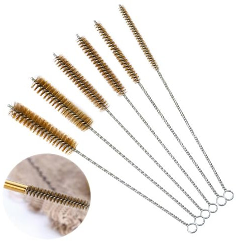 6 Paquete Cepillos de Latón para Limpieza de Tuberías, 8/12/14/16/20/25mm Redondo Cepillo de Alambre para Tubo, Cilindro, Taladros, Herramientas de Mano