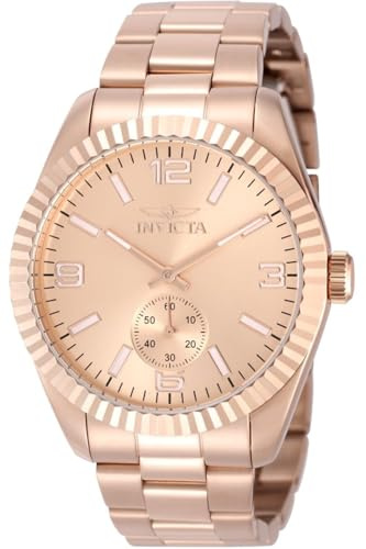 INVICTA Specialty 49393 - Orologio da uomo, impermeabile, analogico, movimento al quarzo, in acciaio inossidabile con quadrante oro rosa, 43 mm