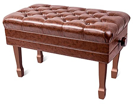 Pianopall Deluxe pianopall Justerbar pianobänk med notförvaring Dold lyftstruktur Design, för lärare och elever, Svart, Brun,Brown