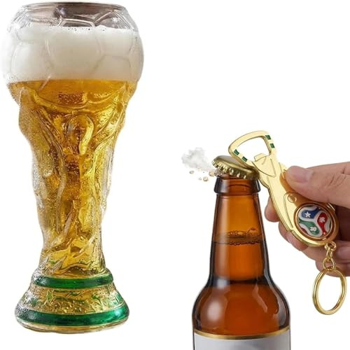 ZVD Copa Mundial Trophy, Vasos Cerveza para La Copa Mundial de FúTbol 2026, 500ml Jarra de Cerveza, Regalos para Hombres Aficionados Al FúTbol (Transparente)