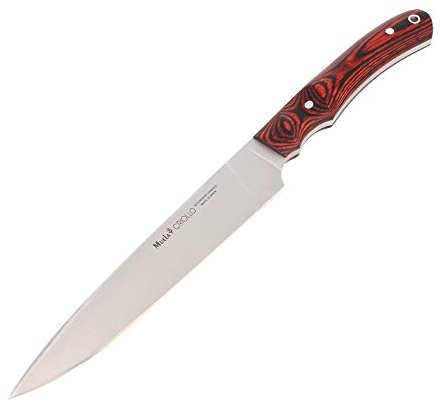 Muela Cuchillo CRIOLLO-17 hoja de acero ACX-380 de 17 cm y empuñadura de madera de coral para Caza, Pesca, Supervivencia y Bushcraft Realizado en Ciudad Real + Portabotellas de regalo