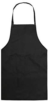 kockförkläde kockförkläde enfärgad, vuxna kvinnor unisex, hållbart bekvämt med framficka tvättbart för matlagning bakning kök restaurang hantverk, Svart, 70CMx60CM