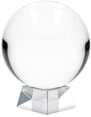 Intirilife Glaskugel mit Ständer in KRISTALL KLAR 130 mm – Kristallkugel mit Glasständer perfekt geeignet für Fotografie, Meditation, Dekoration uvm. – Kristallball Glasball Fotokugel